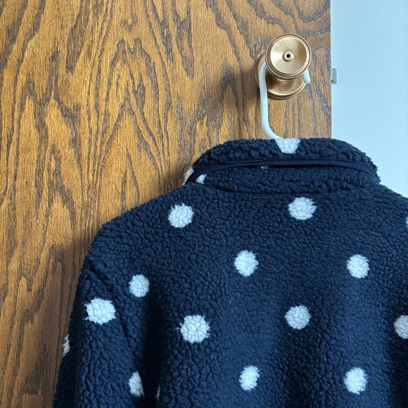 Joanie Clothing Size XS Navy Blue Fuzzy Polka Dot Peter Pan Collar Jacket - Picture 6 of 6